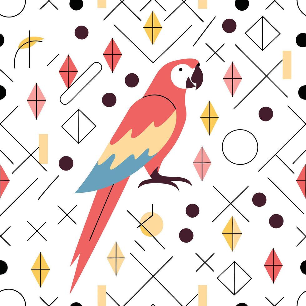 Scarlet Macaw Parrot Pattern-Vibrant vector