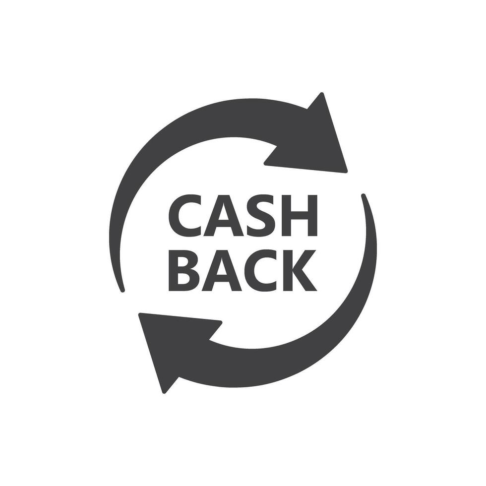 Cash back logo with arrows pointing to the left vector