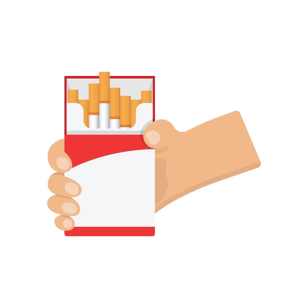 Hand holding a cigarette pack on a white background vector