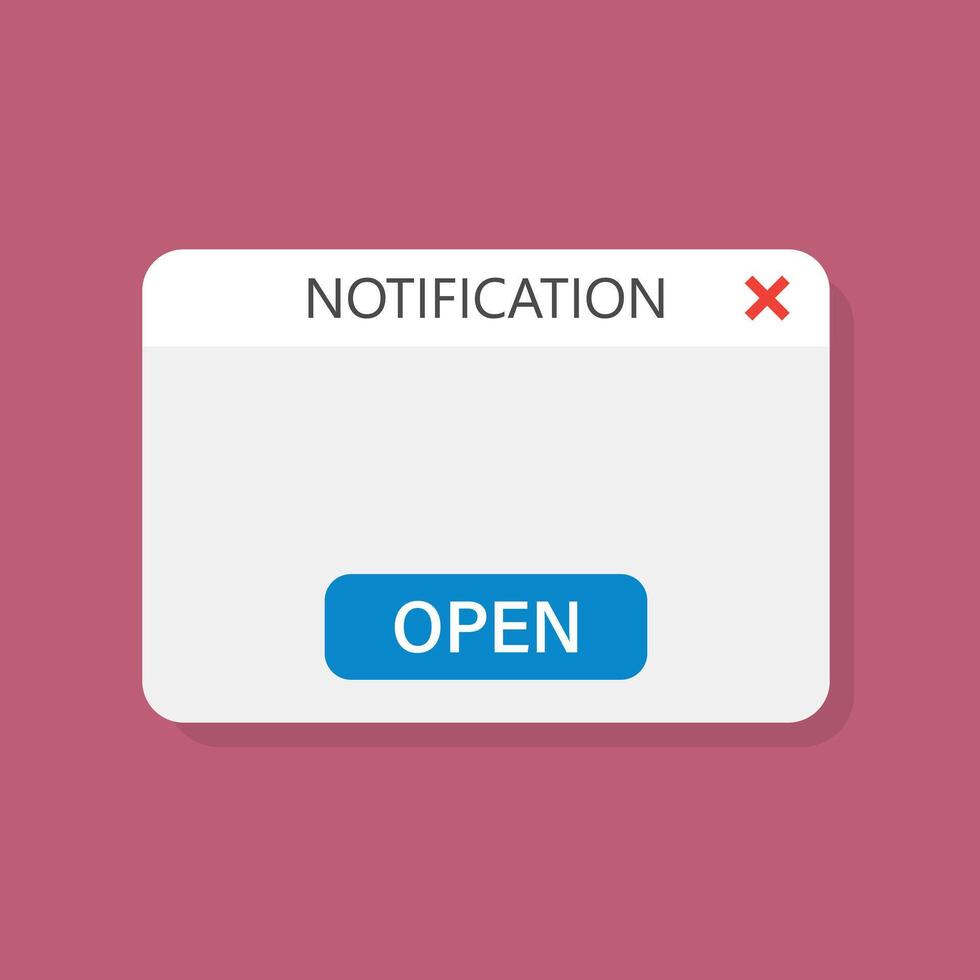 Notification open button on a web page vector