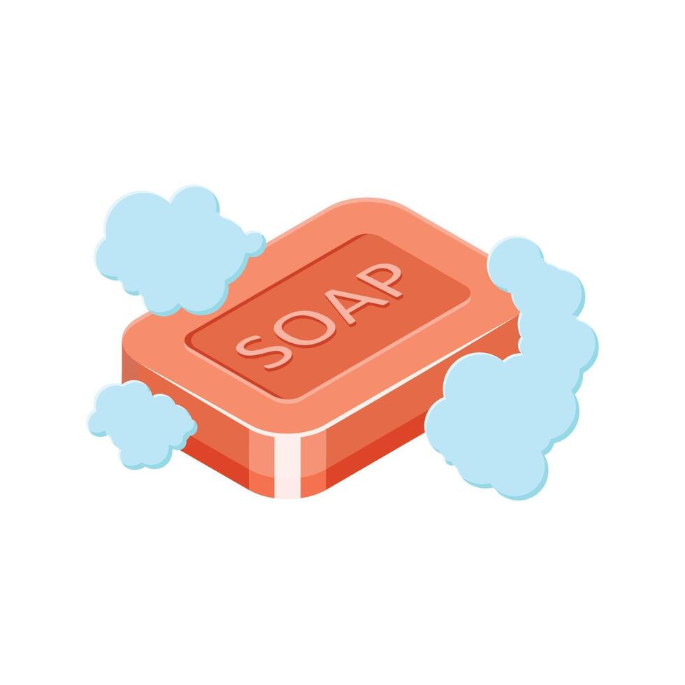 Soap bar with cloud and soap bubbles illustration vector