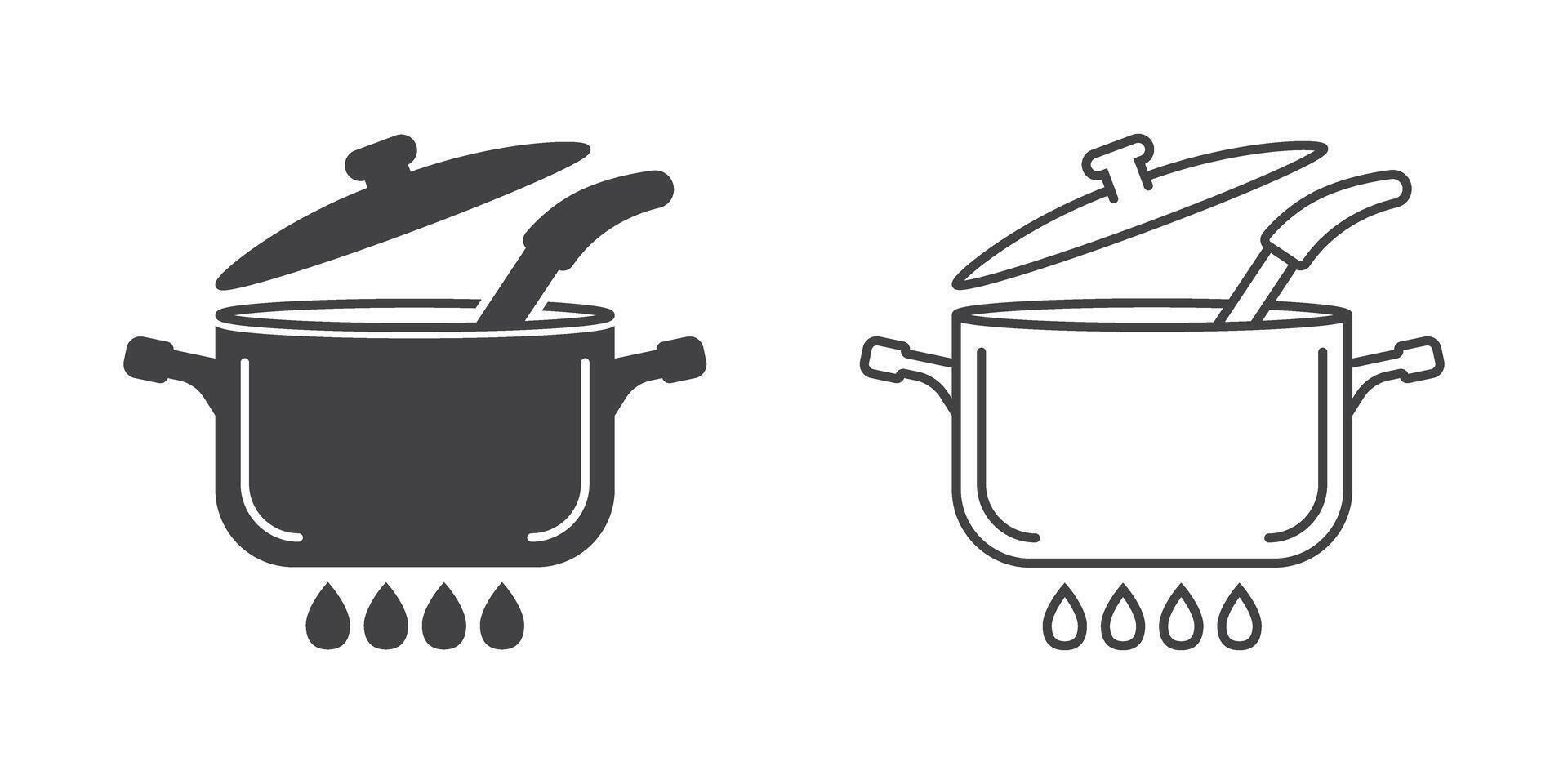 A pot and a pan with a lid on it vector