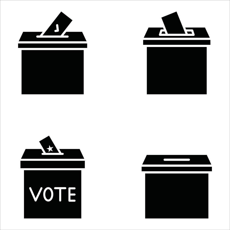 Voting ballot box icon set.Hand voting box concept. vector