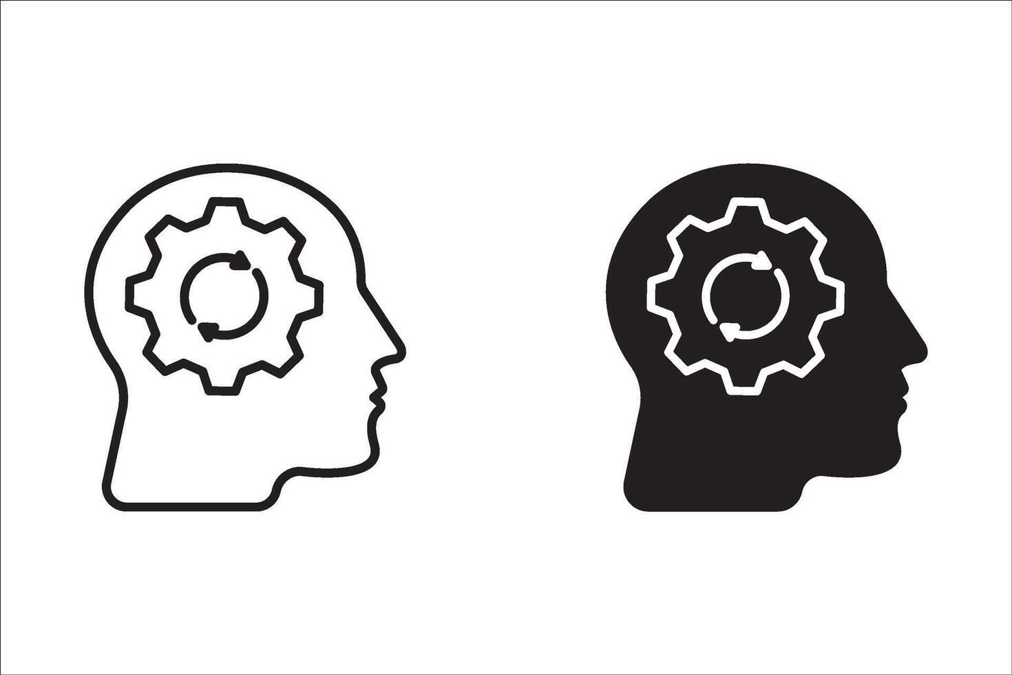 Human head with circular arrow. - icon, . vector