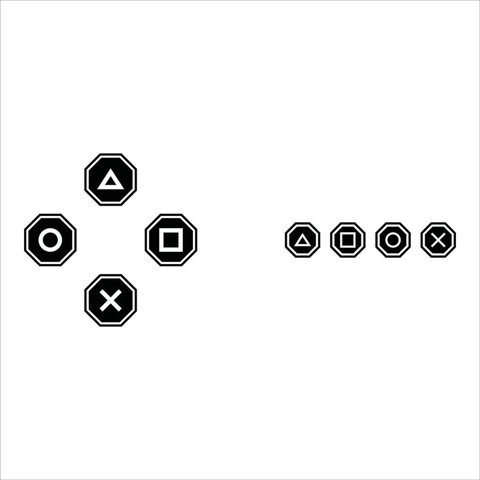 playstation cross, triangle square, circle design game symbol icon on white background. vector