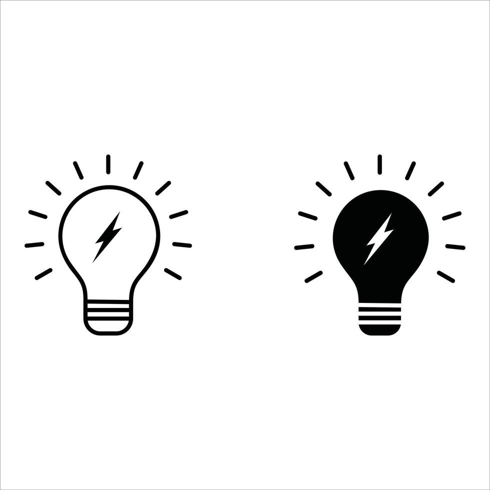Lightning in light bulb icon. Light bulb symbol with a lightning bolt inside. illustration. vector