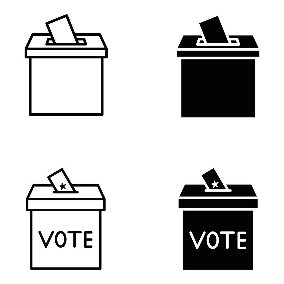 Voting ballot box icon set. Hand voting box concept. . vector