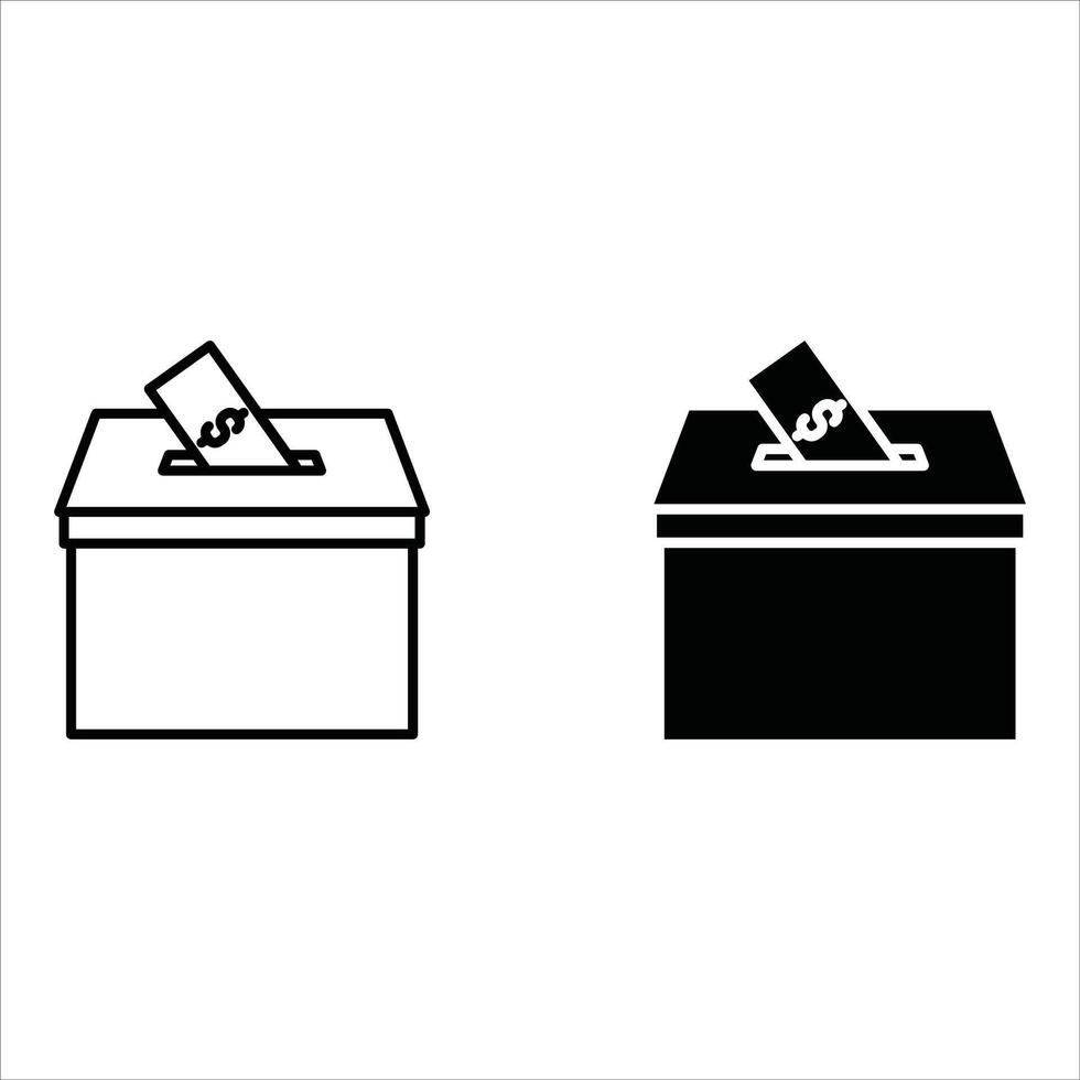 Voting ballot box icons set. Hand voting box concept. . vector