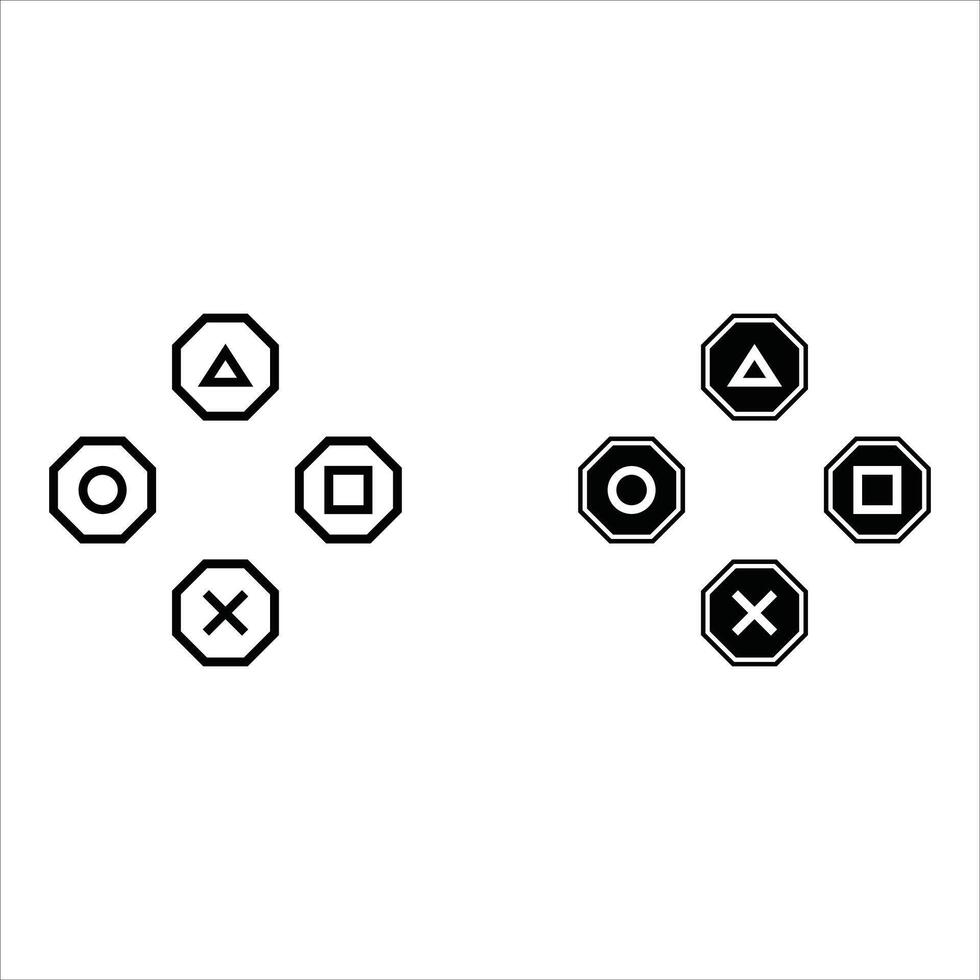 playstation cross, triangle, square, circle design game symbol icon on white background. vector