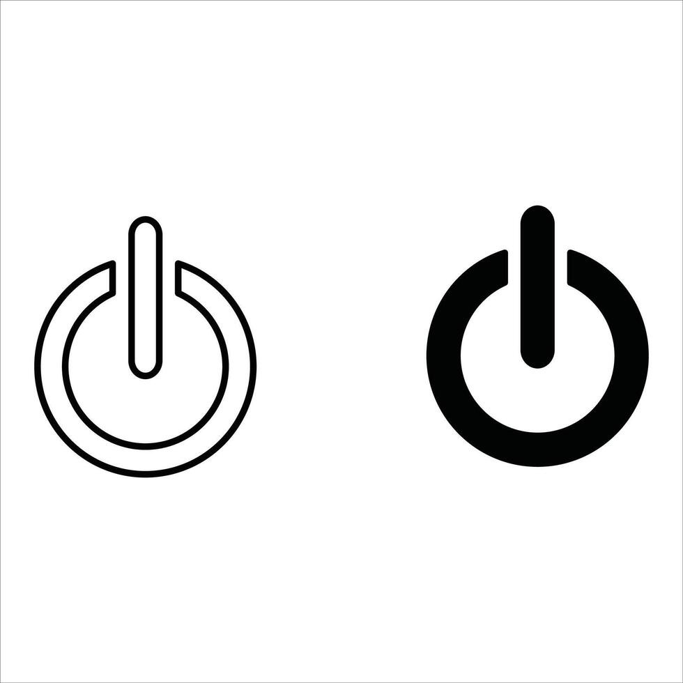 power button set. turn on and off switch sign. computer start trigger button symbol in filled and line style. vector