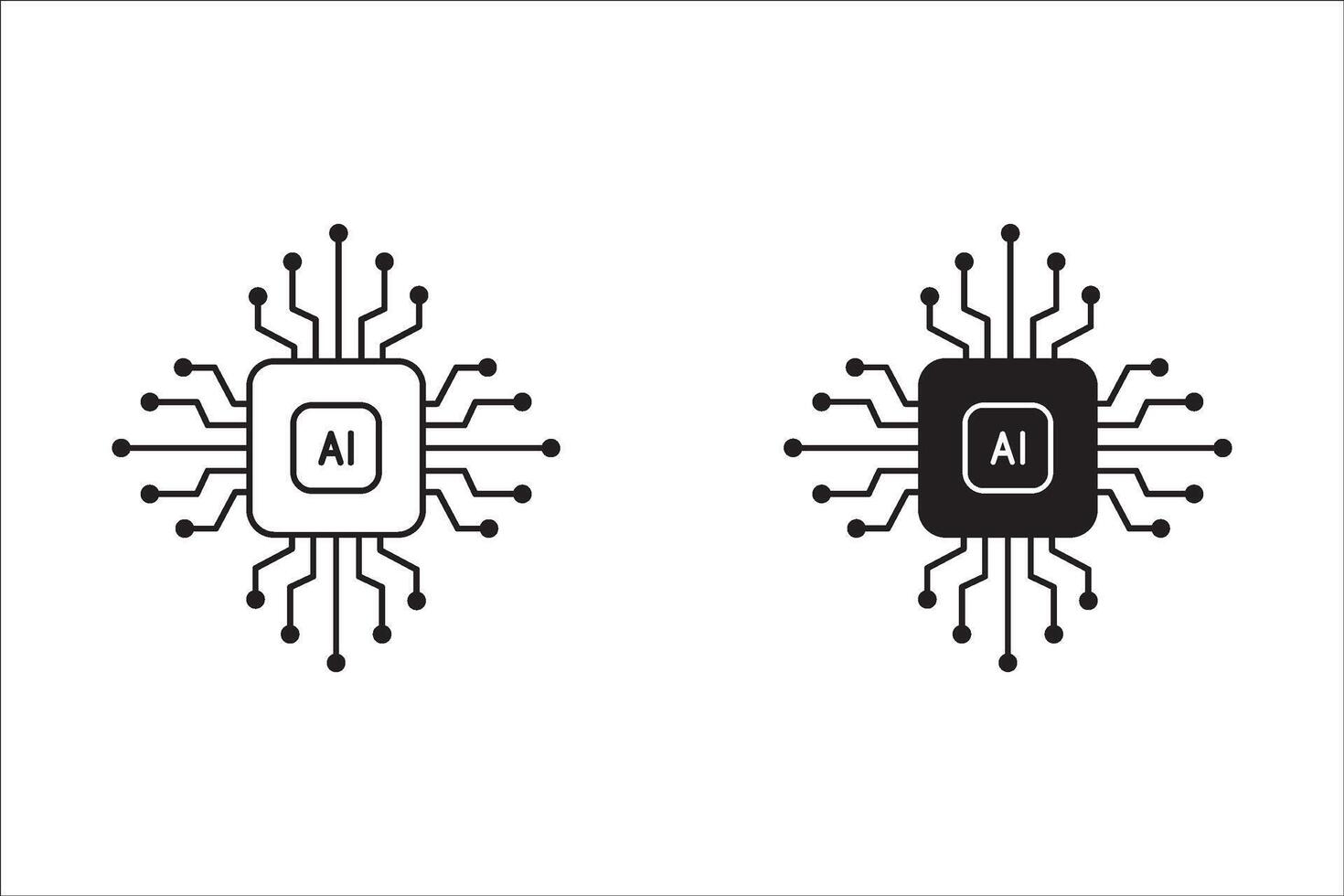 Artificial intelligence AI pictogram.Technology related to artificial intelligence,computers and systems that are intelligent,graphic of robot. aigenerated logo or symbol.circuit board.icon set vector