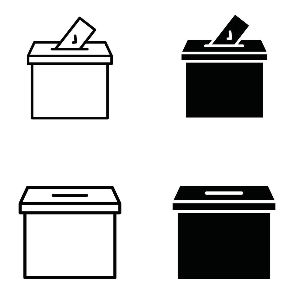 Voting ballot box iconset.Hand voting box concept. vector