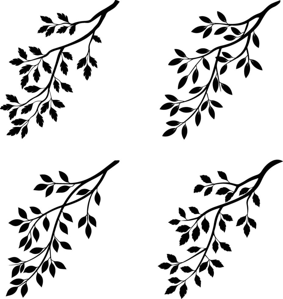 Elegant Leafy Branch - Minimalist Black and White Nature Design vector