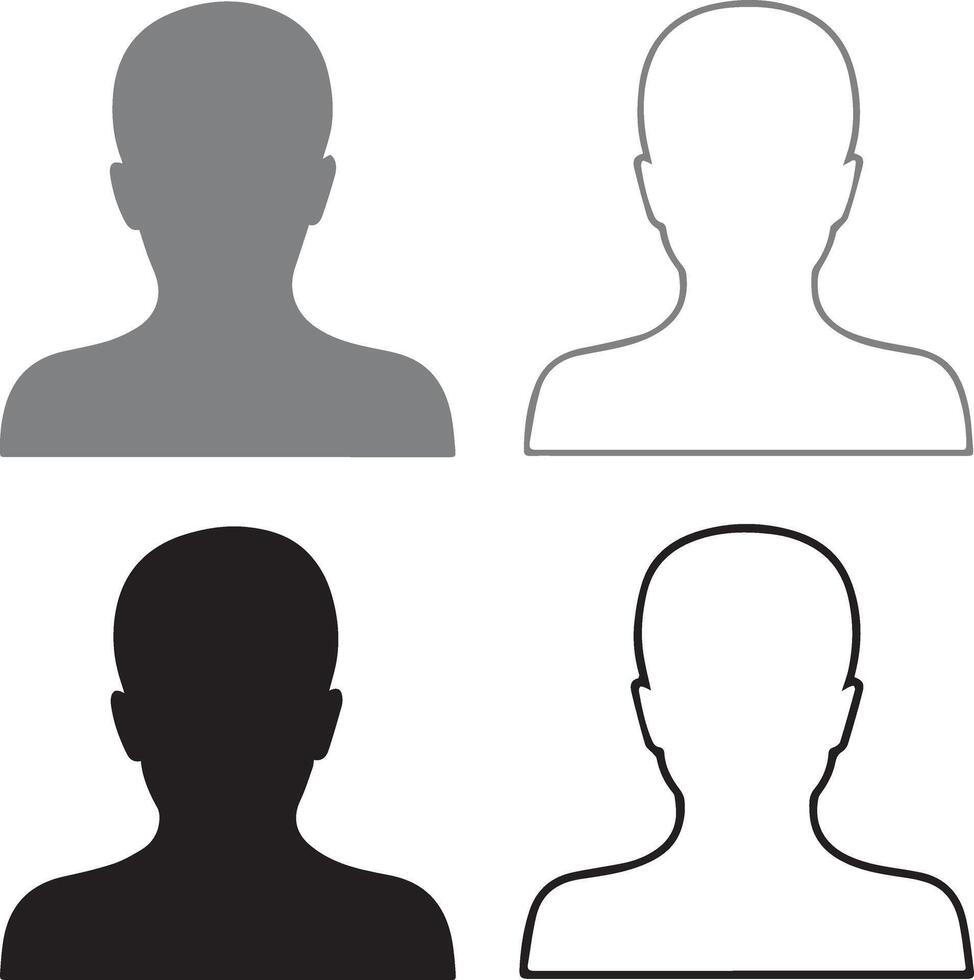 Minimalist Avatar Placeholder Icons - Default Profile Silhouettes for Digital Use vector