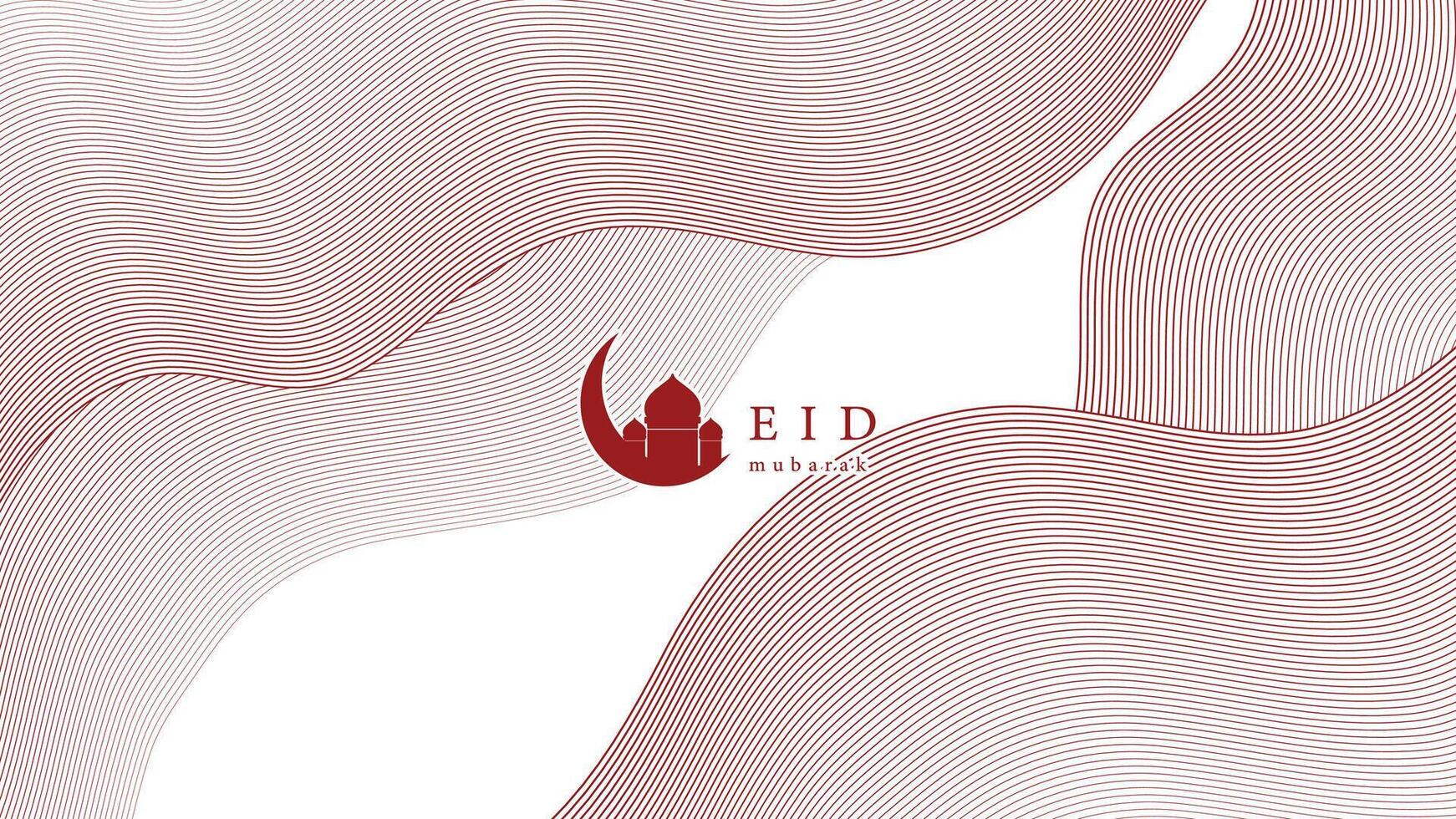 Eid Mubarak Abstract Background with Islamic Mosque and Crescent Moon for Festive Greeting and Design vector