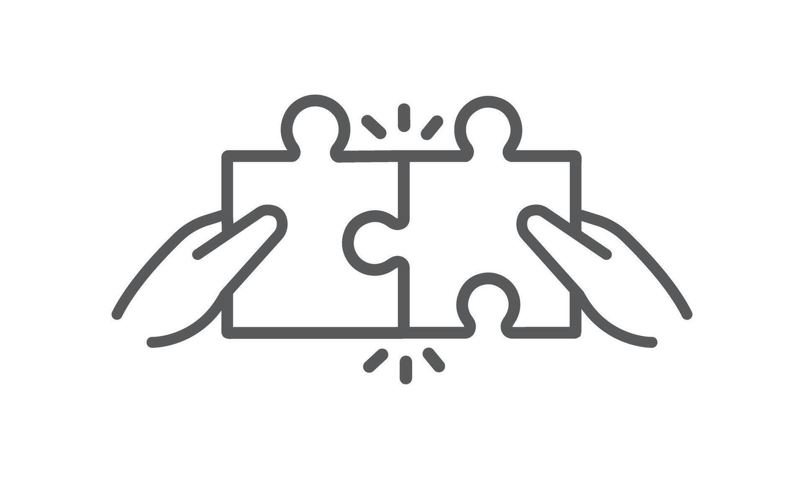 Two hands with a puzzle piece. vector