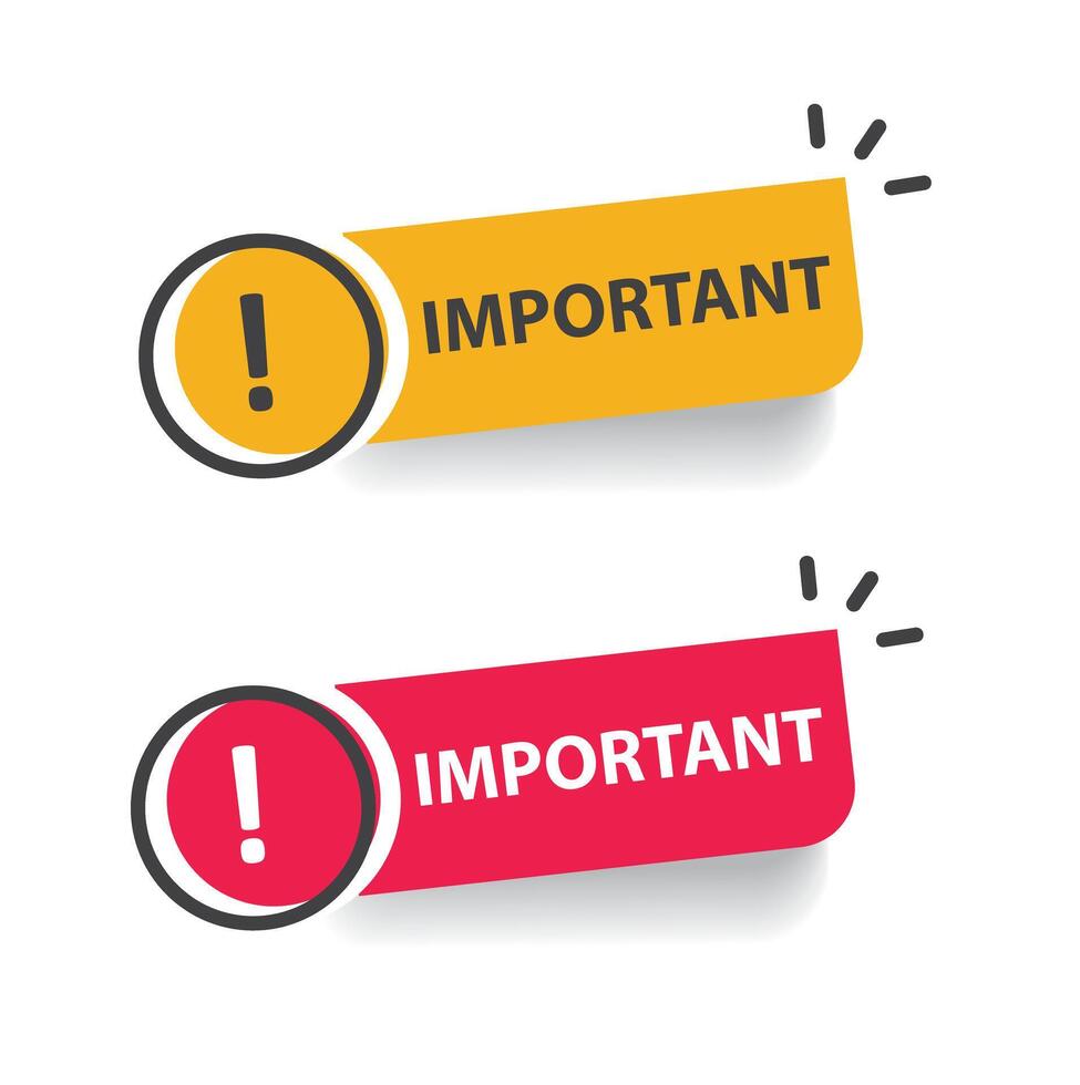 Announce message banner in yellow and red - important information. vector