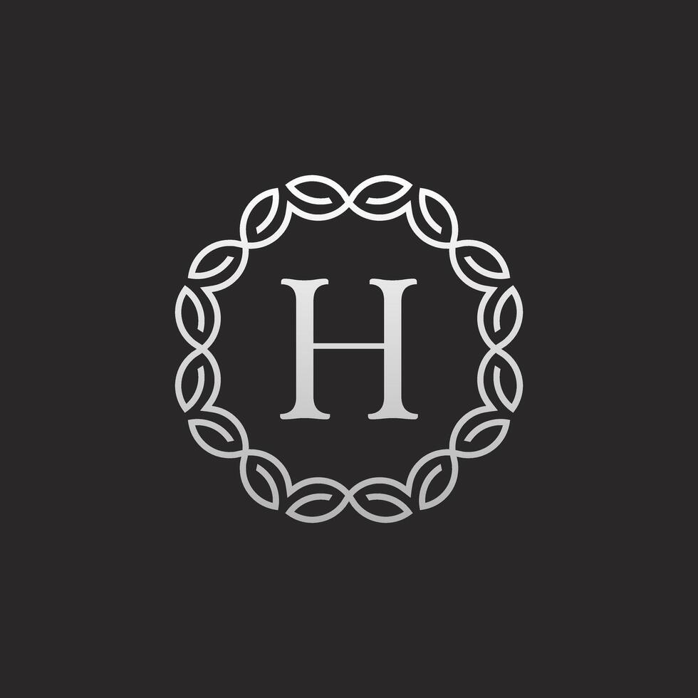 The letter h logo in a circle on a black background vector