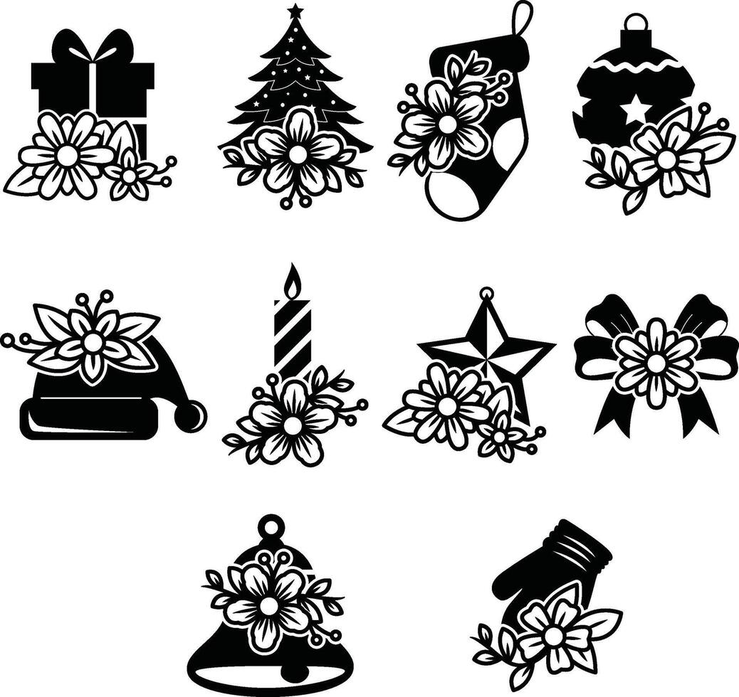 Flowers Christmas Element vector