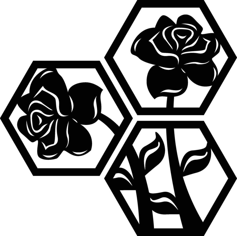 Flowers Hexagon Wall Decor vector