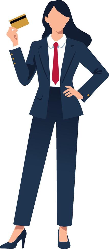 Businesswoman holding credit card vector