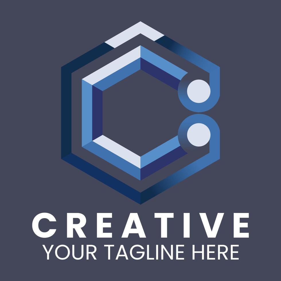 a hexagon logo with the word creative vector
