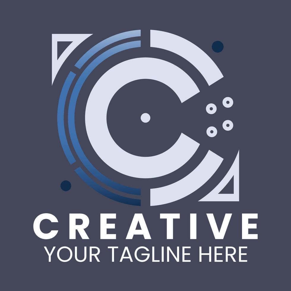 creative logo design template with blue and white circles vector