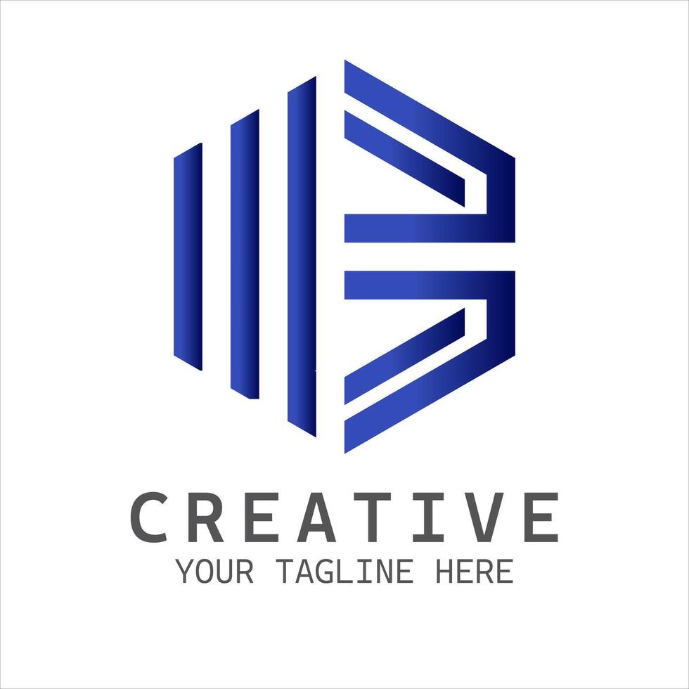 Modern Geometric B Logo Bold Blue Business Design vector