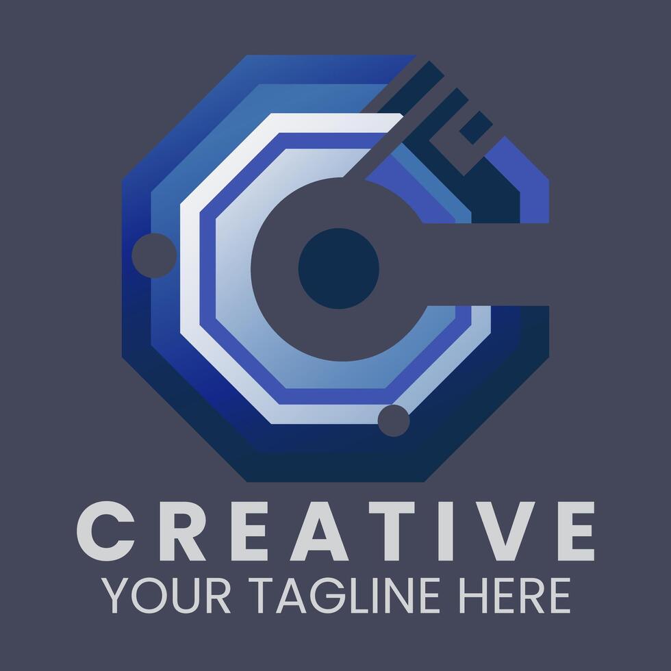 initial C word hexagon logo vector