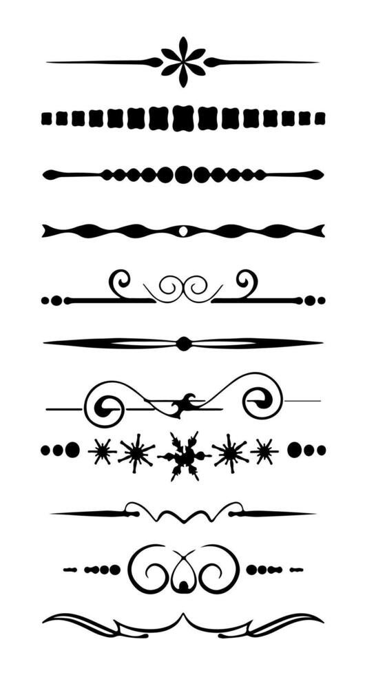 Set of decorative art vintage frame and border divider on white background vector