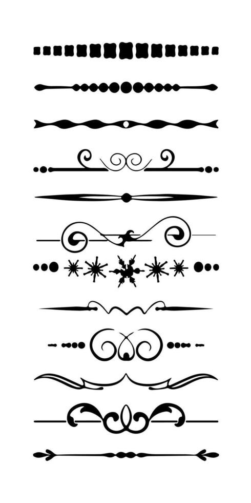 Set of decorative art vintage frame and border divider on black and white colour vector