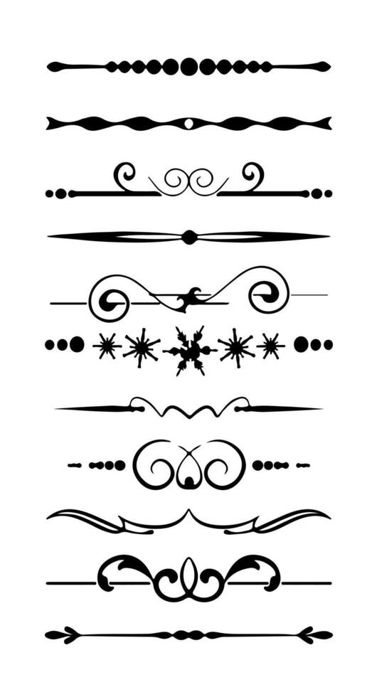 Set of decorative art vintage frame and border divider on black colour vector