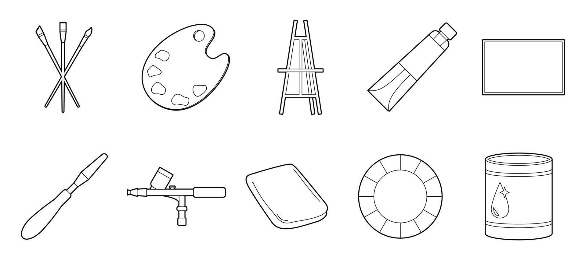 Painter tools and equipment set illustration vector