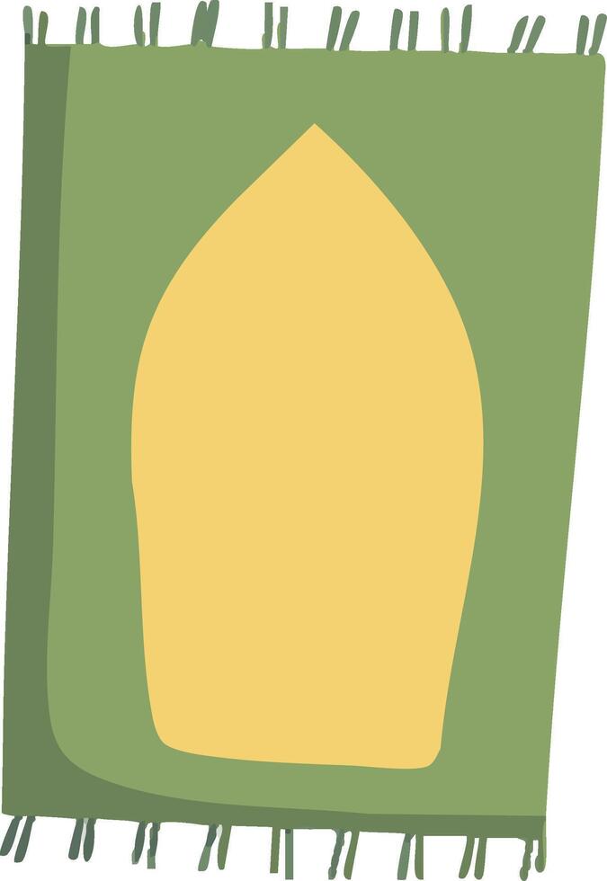 green and yellow prayer rug cartoon hand drawn illustration vector