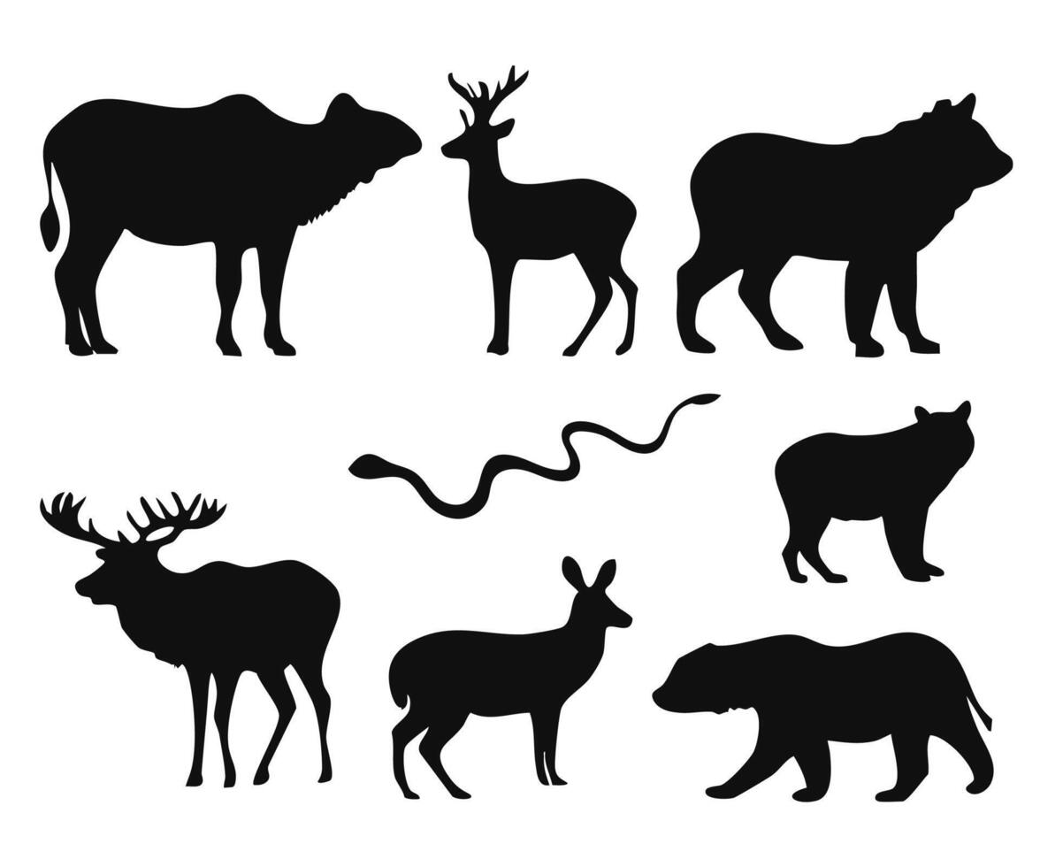 Silhouette animals of savanna, all of is mammals. vector