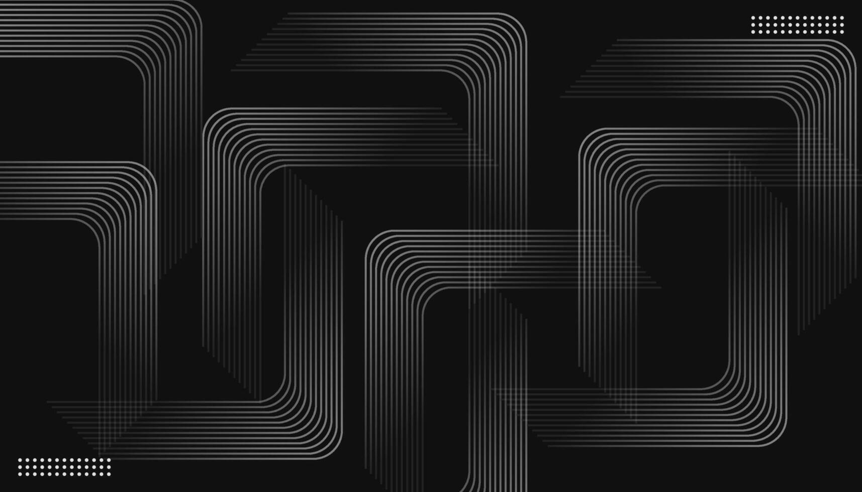 Abstract futuristic background with gray glowing rectangle blend lines on black background. Design vector