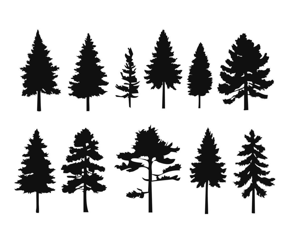 Minimalist Pine Tree Silhouette Collection vector