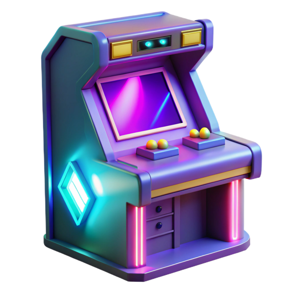 extraordinary minimalist Retro Arcade Game 3D Render 4K png
