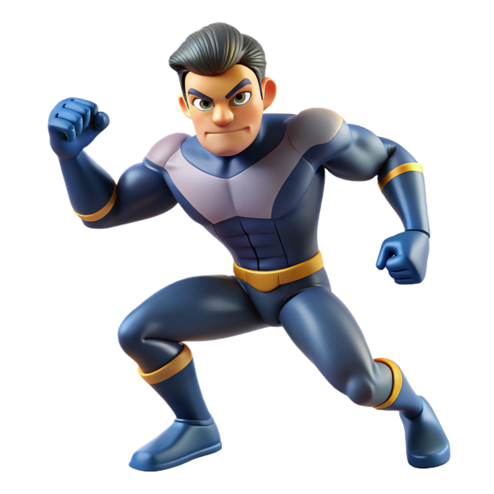 vibrant minimalist 3D Cartoon Superhero Illustration original png