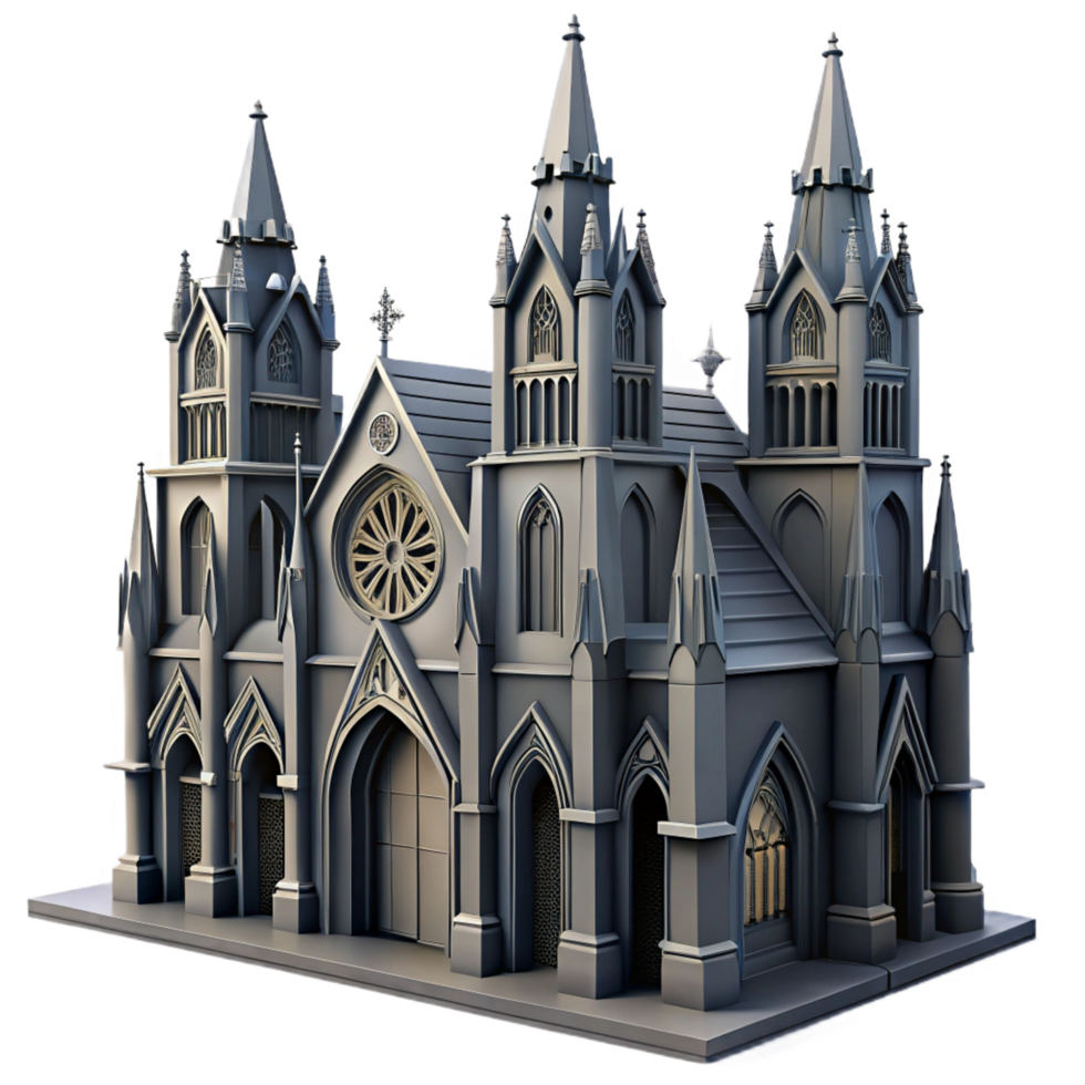 elegant rustic Gothic Cathedral 3D Model Render professional png