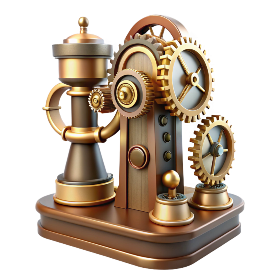 dramatic vintage Steampunk Gear 3D Illustration high resolution png