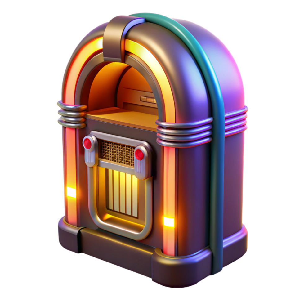 beautiful minimalist Retro Jukebox 3D Render exclusive png