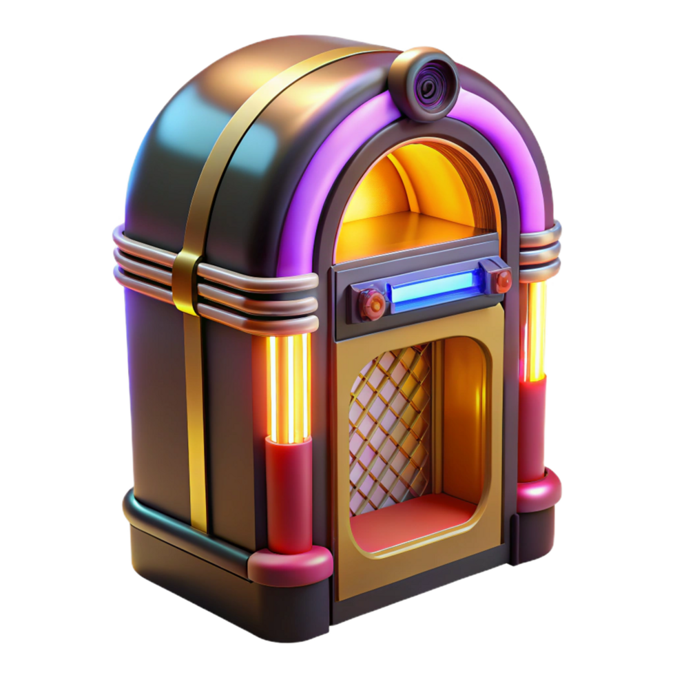 stunning minimalist Retro Jukebox 3D Render genuine png