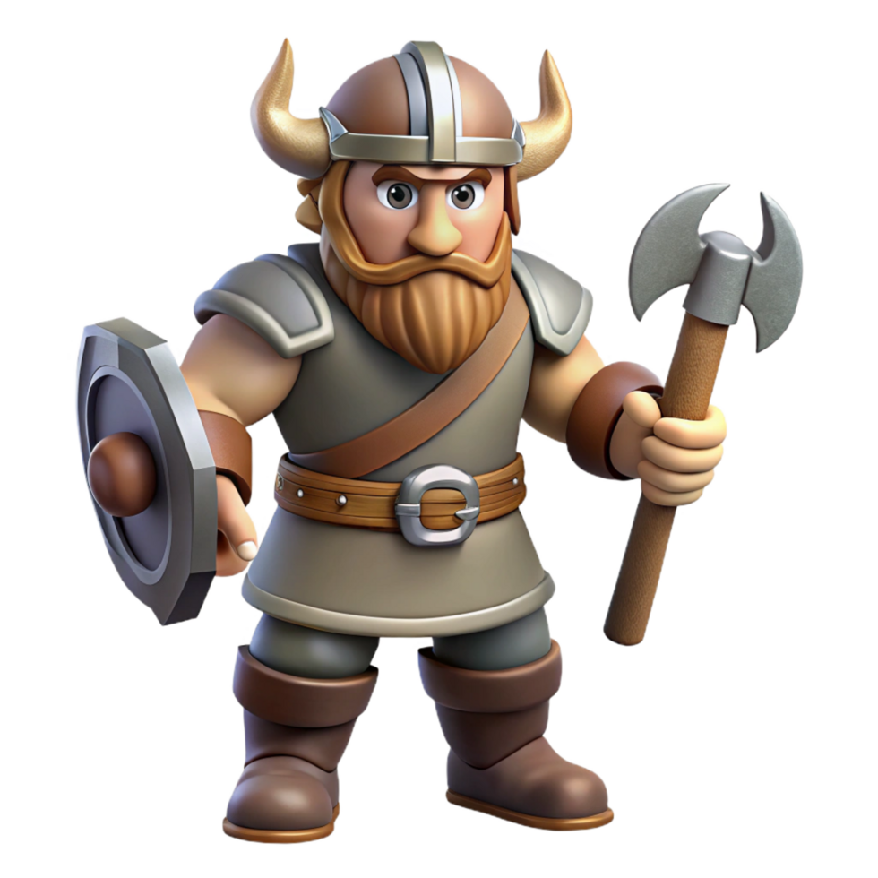 stunning rustic Cartoon Viking Warrior 3D Render professional png