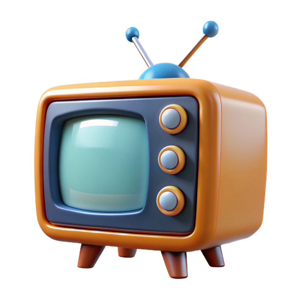 vibrant vintage Retro TV 3D Render professional png