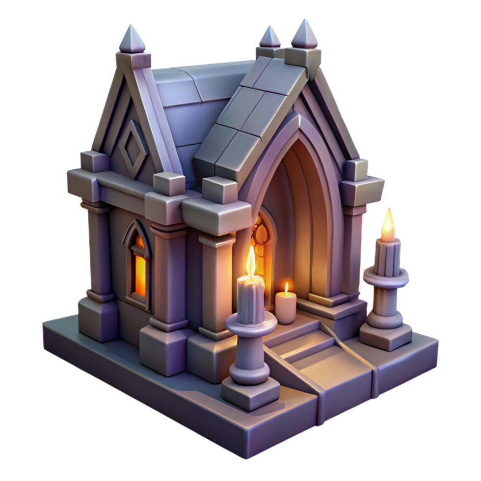 vibrant abstract 3D Model Mausoleum with Candles high resolution png