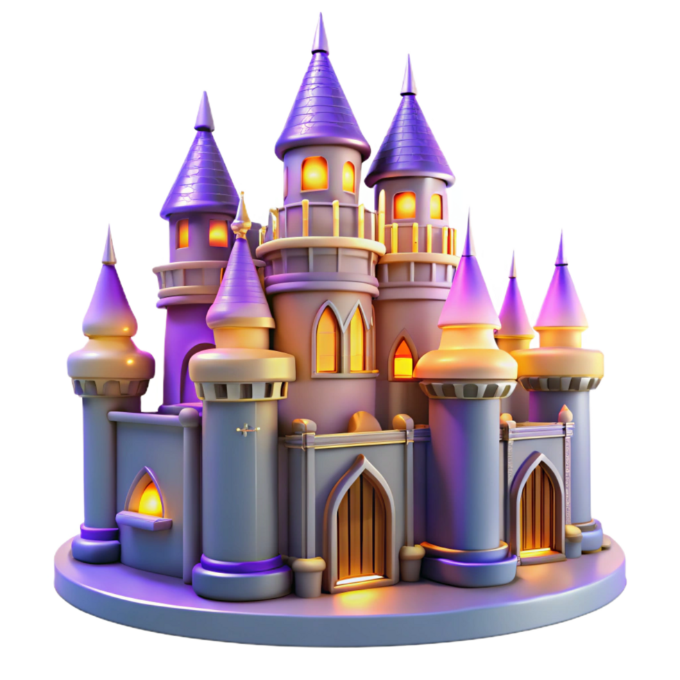 wonderful modern Enchanted Cartoon Castle 3D Render professional png