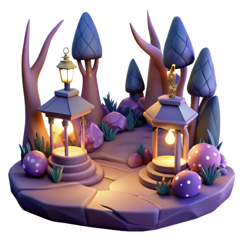 serene traditional Enchanted 3D Forest Scene authentic png