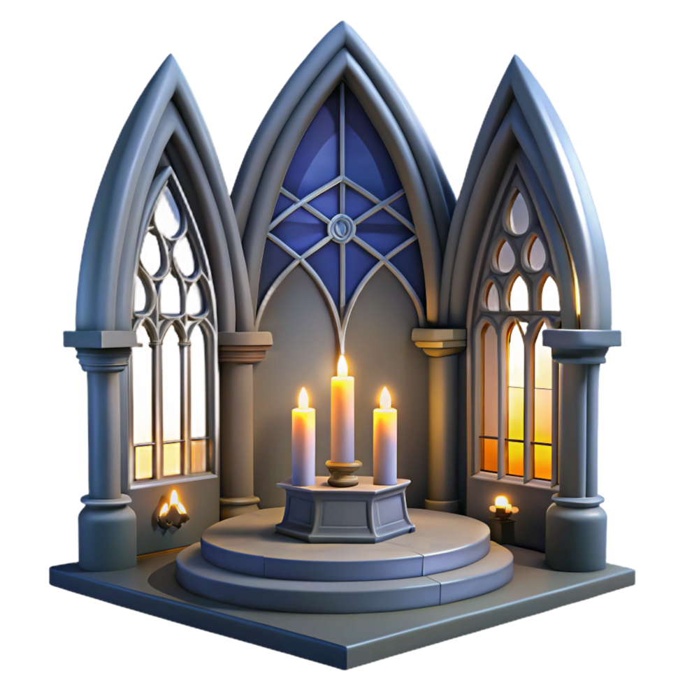 extraordinary minimalist Gothic Chapel 3D Render original png