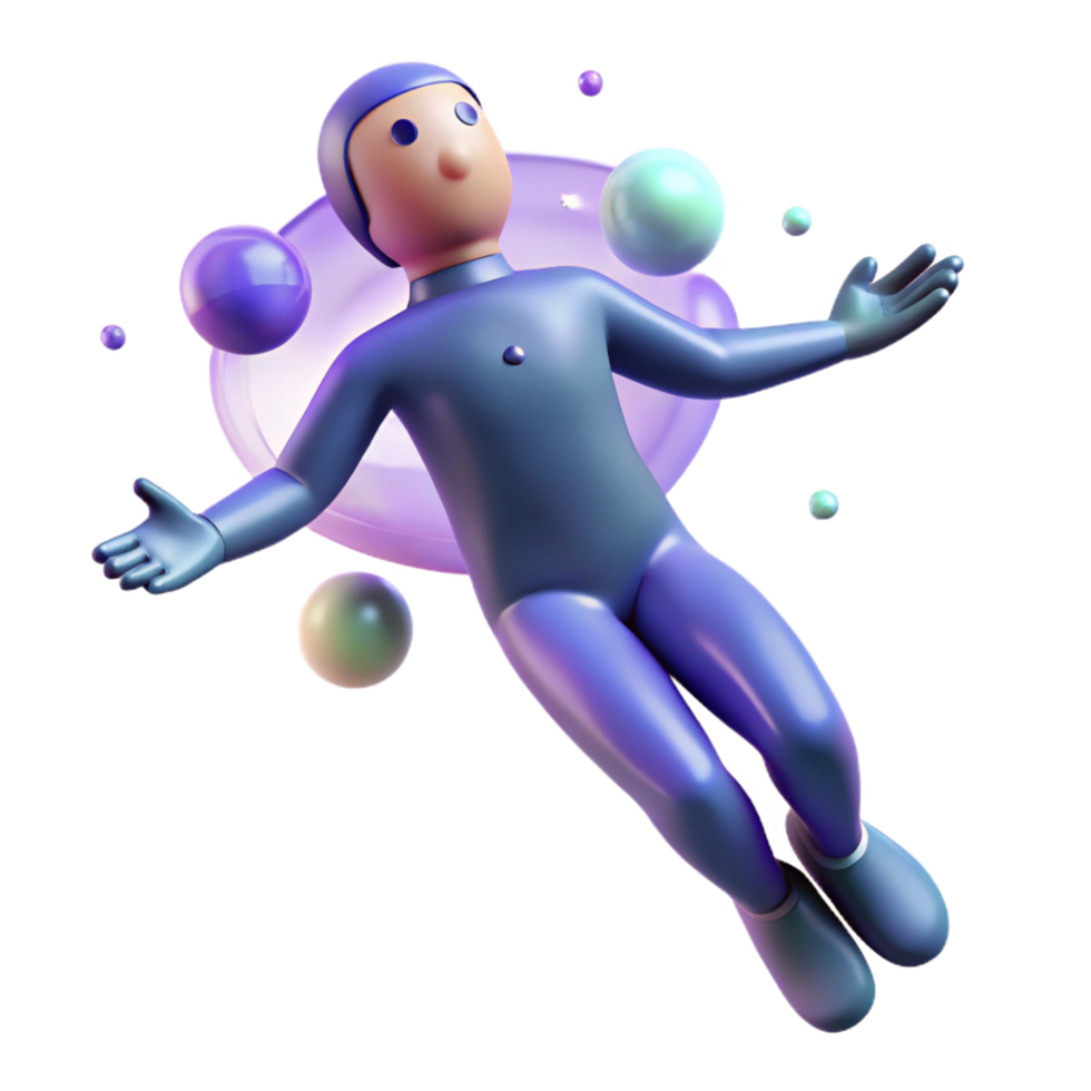 vibrant minimalist 3D Astronaut in Space Illustration genuine png